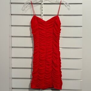 Hello Molly Red Ruched Mini Dress